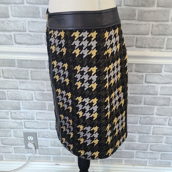 J. McLaughlin Keana Plaid Houndstooth Metallic Skirt Preppy Classic Old Money 6 - Picture 2 of 9